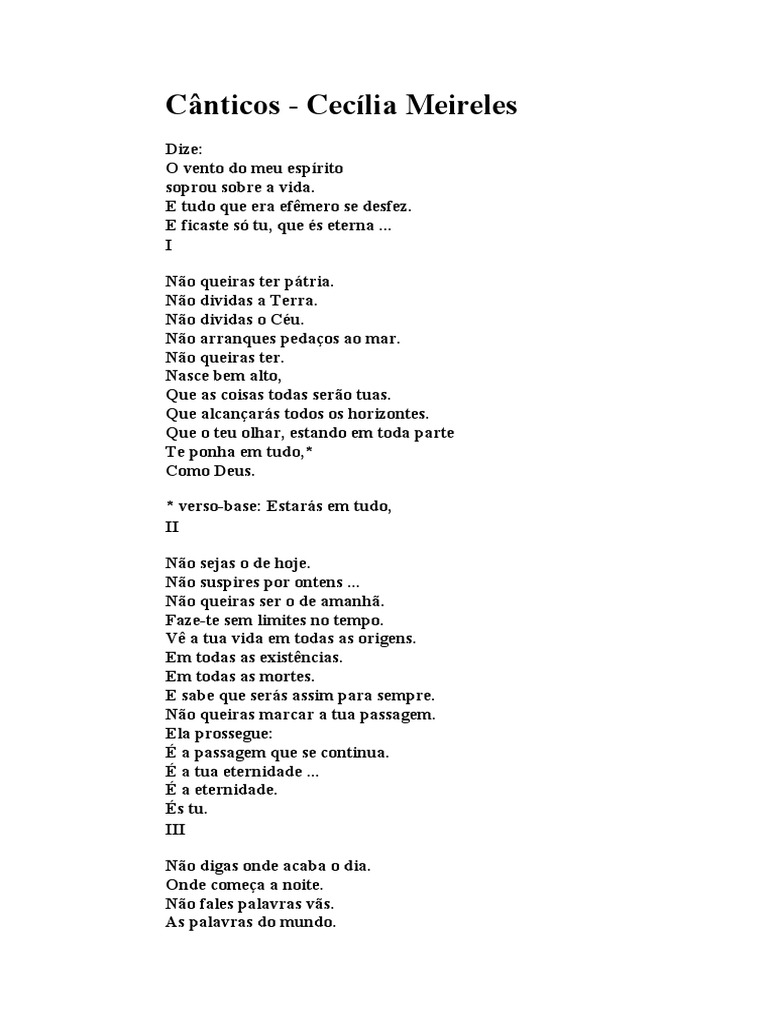 Cecília Meireles. Cânticos | PDF | Alma | Amor