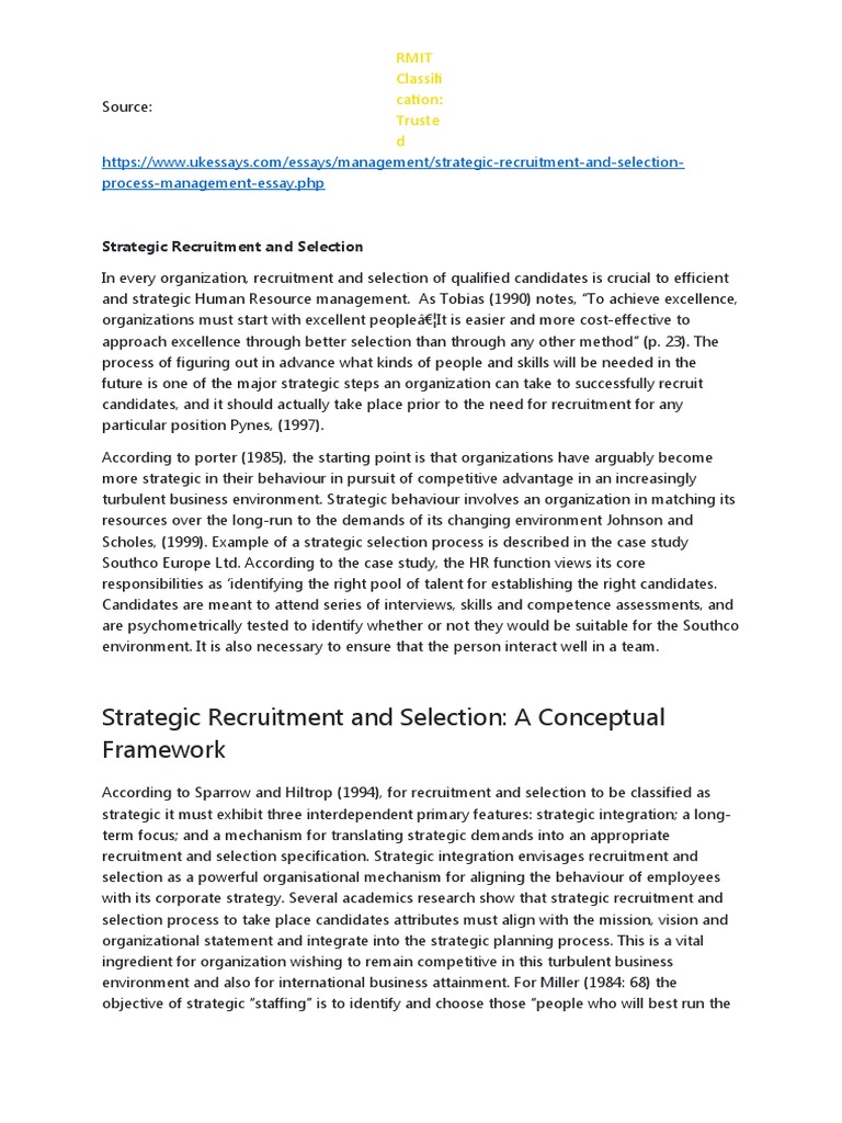 Strategic Recruitment and Selection | PDF | Recruitment | Human Resources