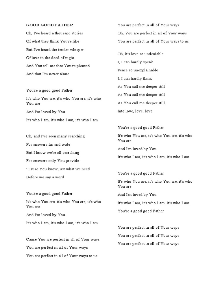 Good Good Father | PDF | Language Arts & Discipline | Self-Improvement