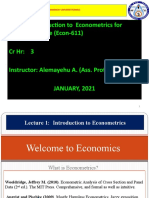 Course: Introduction To Econometrics For Finance (Econ-611) CR HR: 3 Instructor: Alemayehu A. (Ass. Professor) JANUARY, 2021
