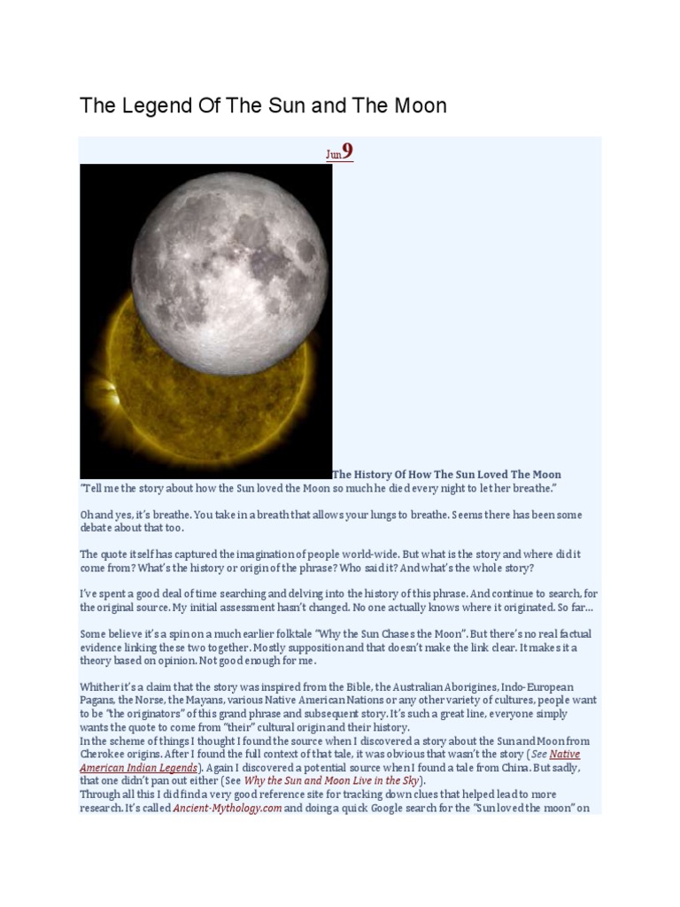 The Legend of The Sun and The Moon | PDF | Moon | Sun