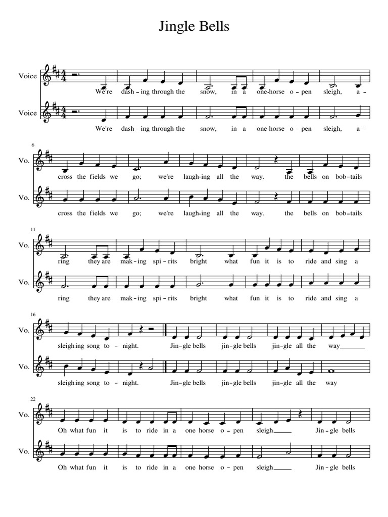 Jingle Bells Duet PDF Christmas Songs Holiday Songs