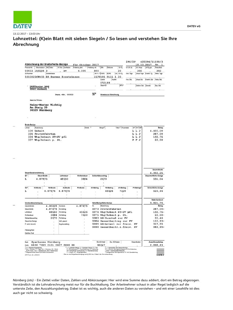 Lohnzettel Arbeitnehmer Pdf | DATEV Arbeitnehmer online – AVXVI