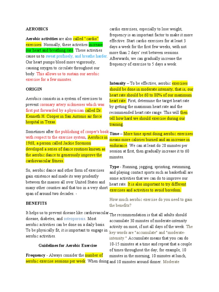 Aerobics: Benefits and Guidelines | PDF | Strength Training | Aerobic ...