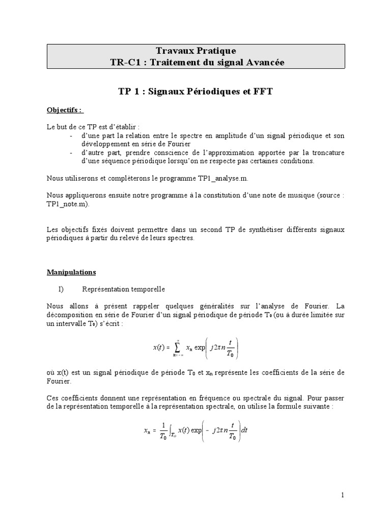 Analyse de Signaux Périodiques et FFT | PDF | Échantillonnage (signal ...