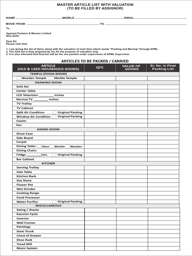 Value of Goods Sr. No. in Final Packing List | PDF | Technology ...