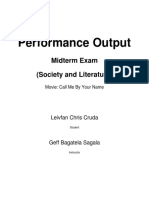 Performance Output: Midterm Exam (Society and Literature)