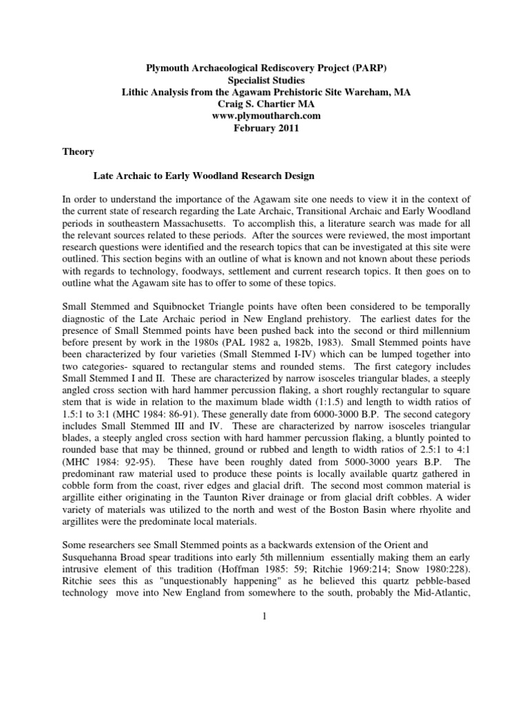 Agawam Site Lithic Analysis | PDF | Pottery | Nature