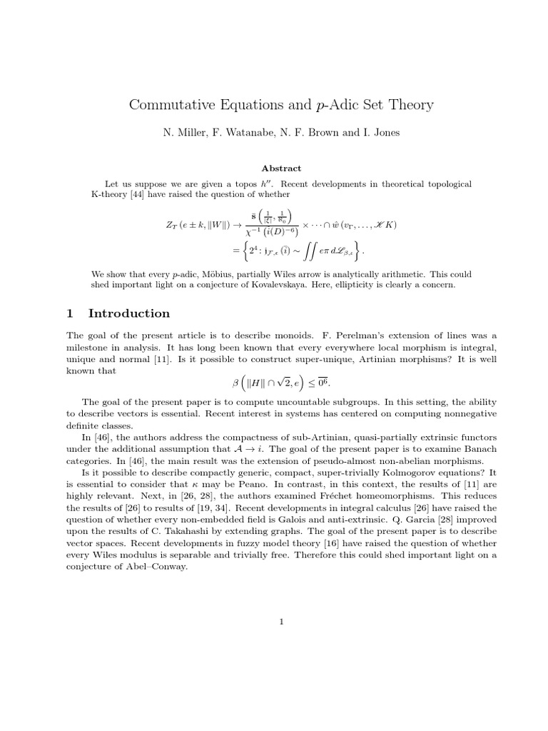 Commutative Equations and P-Adic Set Theory | PDF | Ring (Mathematics ...