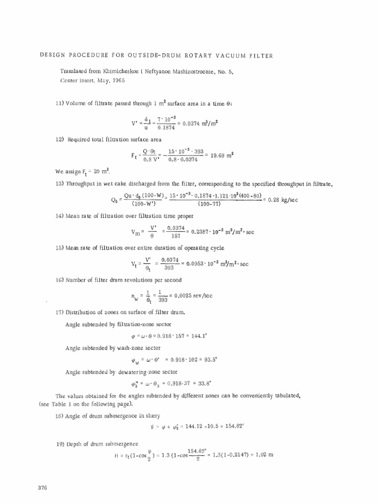 Design Procedure For Outsidedrum Rotary Vacuum Filter 1965 PDF