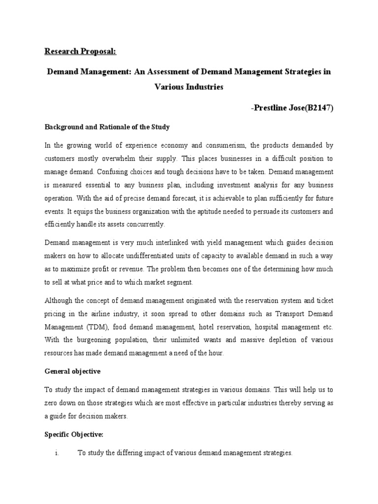 Demand ManagementResearch Proposal PDF Inventory Supply Chain