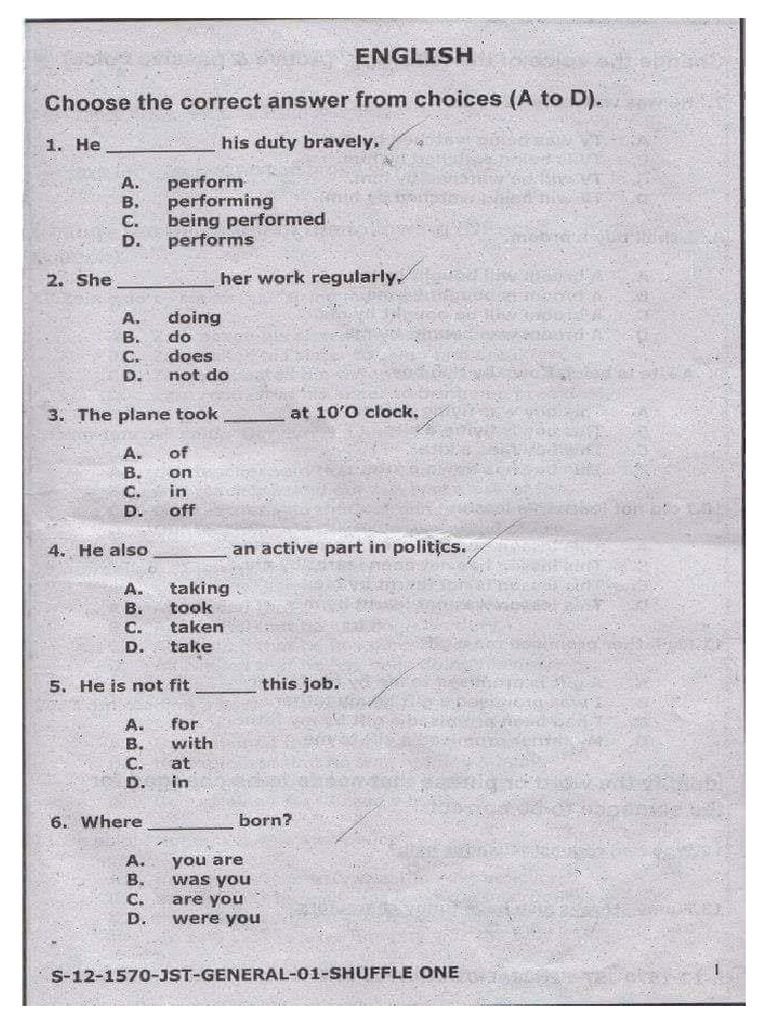 JST NTS Past Papers PDF