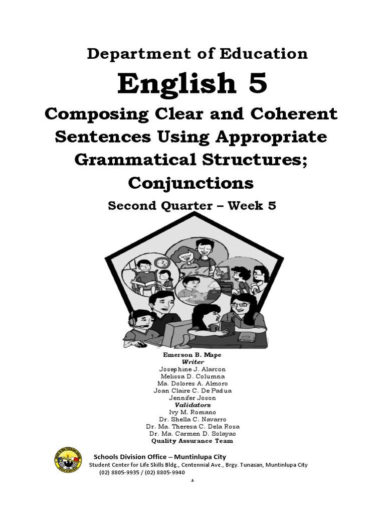 English 5 Q2 Week 5: Conjunctions | PDF | Semantics | Semantic Units