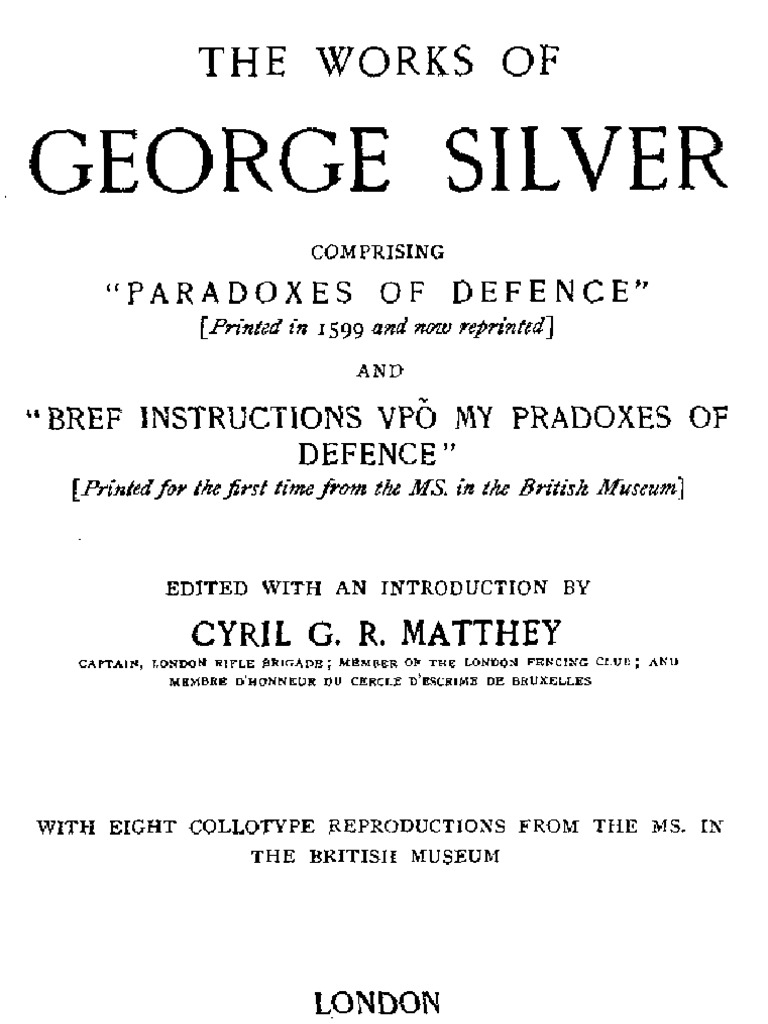Matt Hey Works of George Silver | PDF