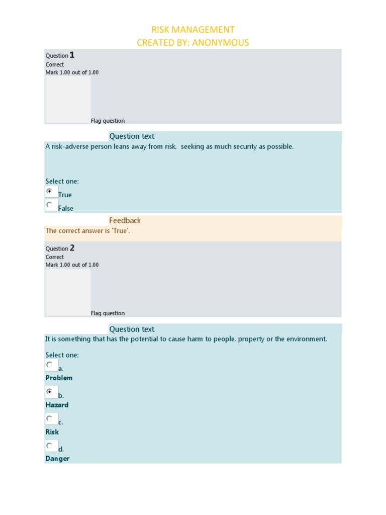 Understanding Risk Management Concepts | PDF | Risk | Risk Management