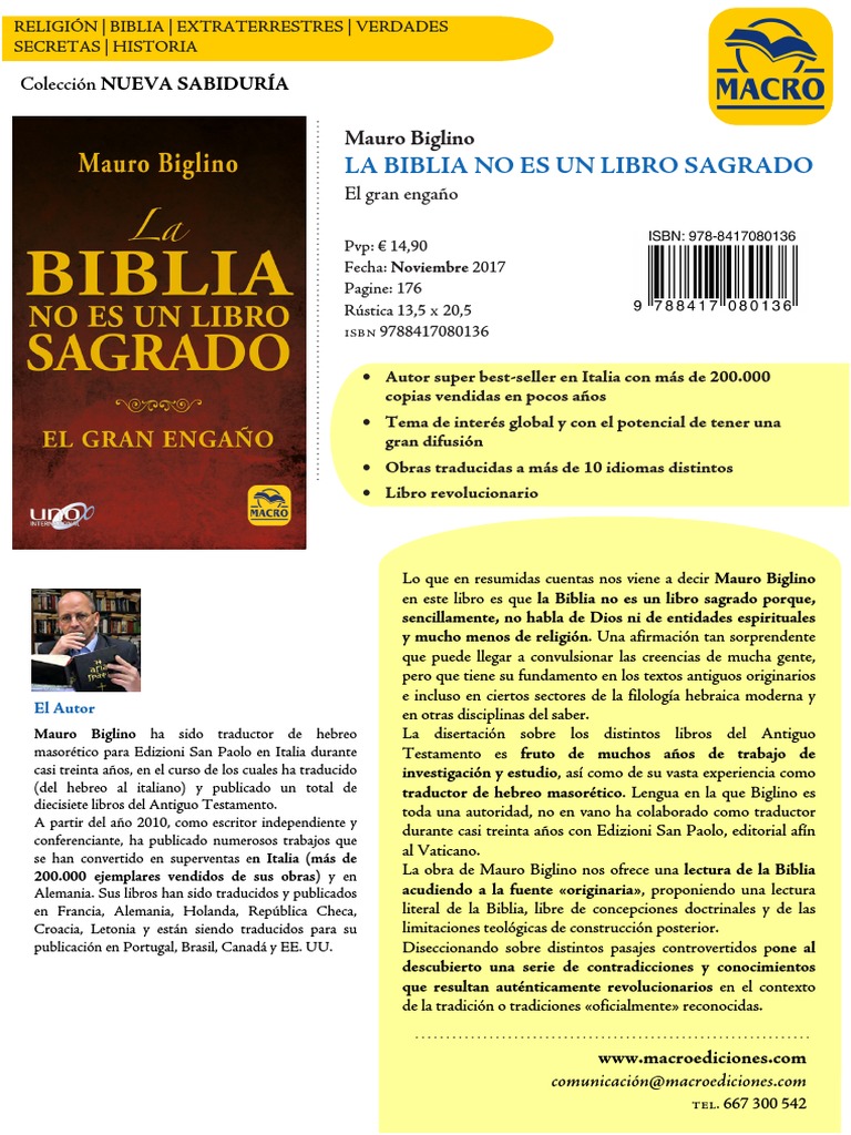 La Biblia No Es Un Libro Sagrado Comunicado | PDF | Lenguaje hebreo ...