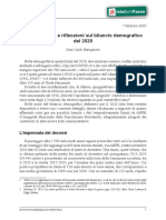 Riscontri e Riflessioni - Bilancio Demografico 2020