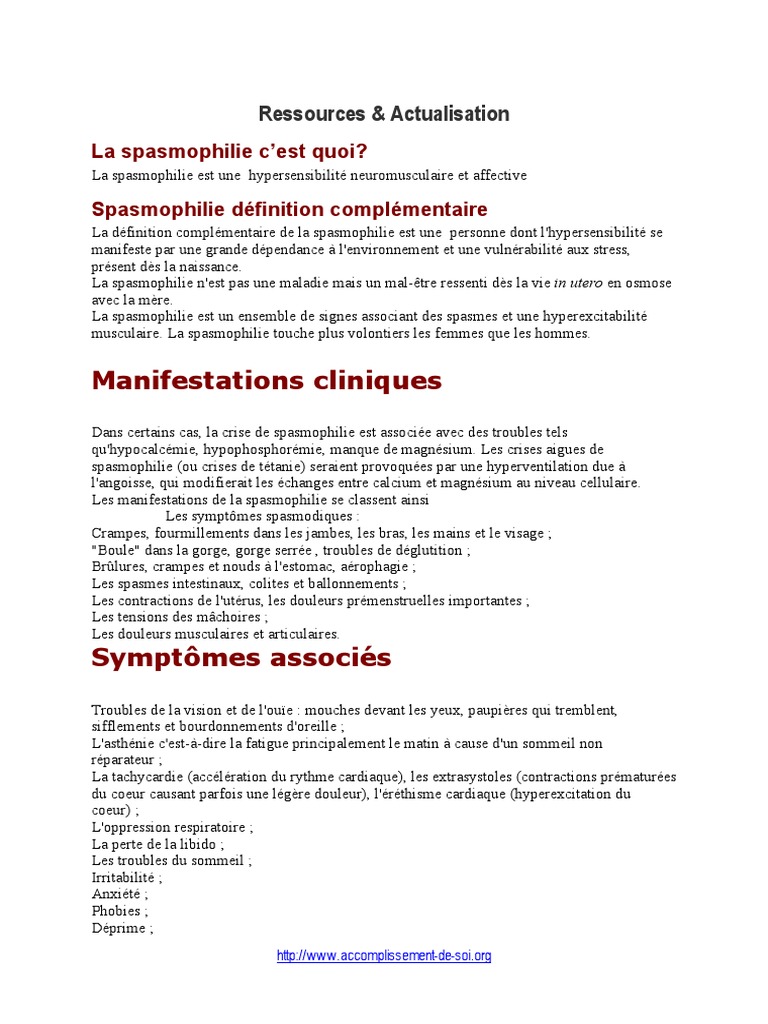 La Spasmophilie | PDF | Anxiété | Médecine clinique