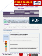 SEMANA 26 - REFLEXIONAMOS SOBRE NUESTROS APRENDIZAJES PARA MEJORAR (5to MATEMÁTICA)