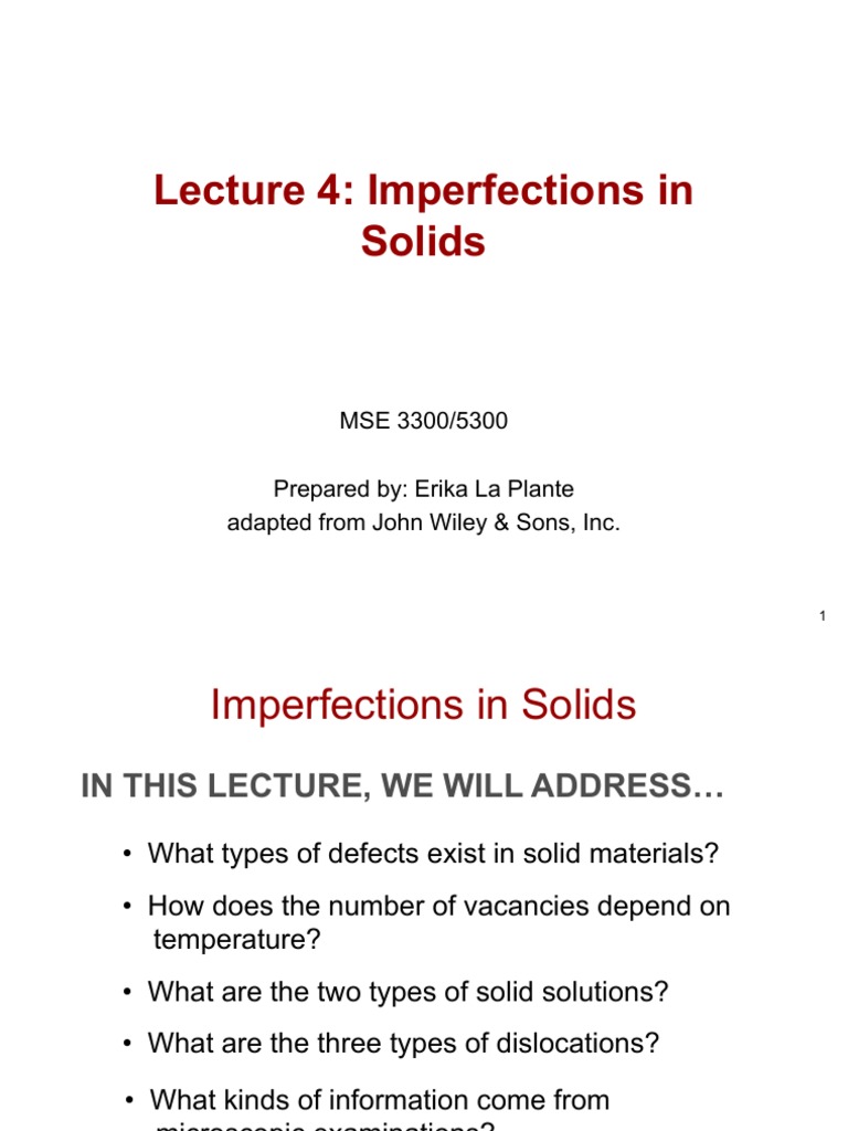 Lecture 4 Imperfections in Solids | PDF | Dislocation | Scanning ...