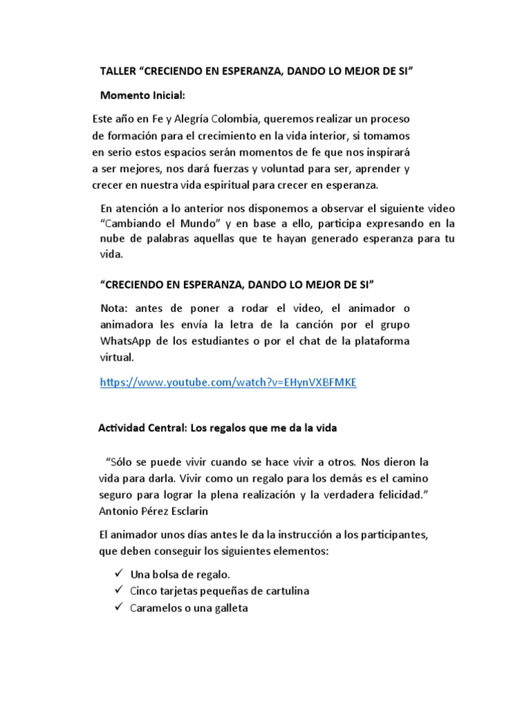 Taller de Esperanza y Crecimiento Personal | PDF | Religión y creencia