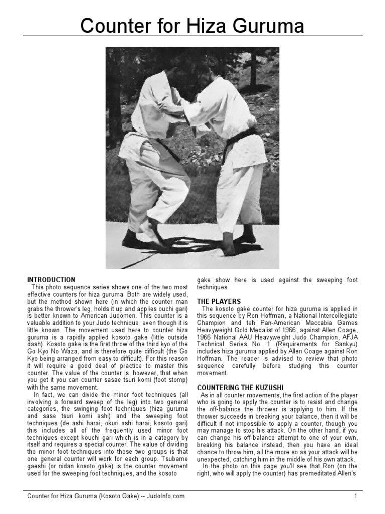 Hiza Guruma Counter | PDF | Judo | Sports