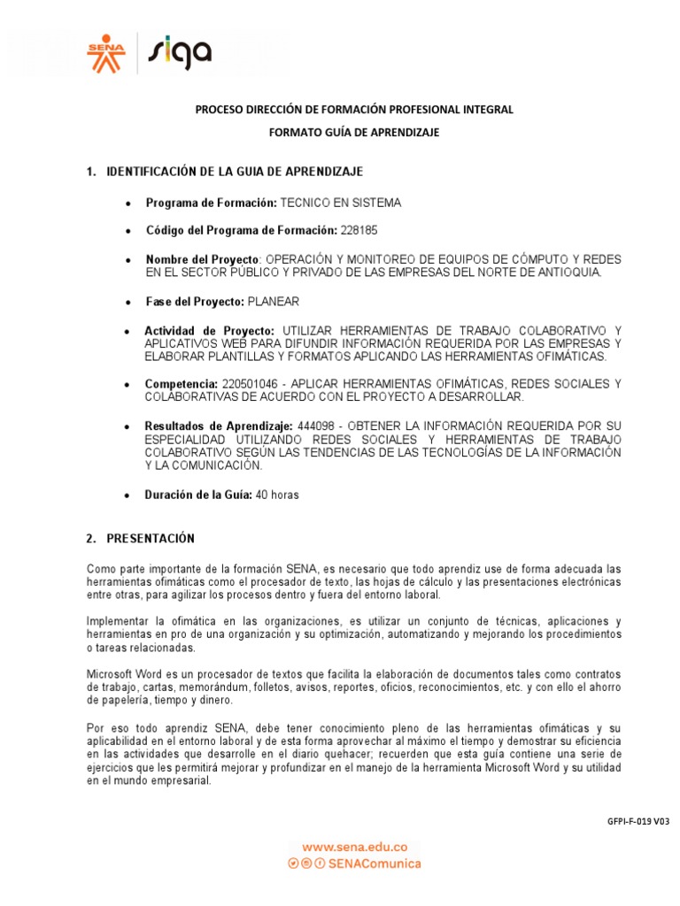 Guía de Aprendizaje: Ofimática en Word | PDF | Microsoft Word | Empresas