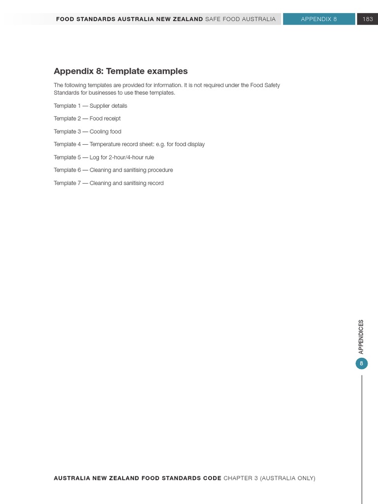 Appendix 8 - Template Examples | PDF | Food Safety | Thermometer