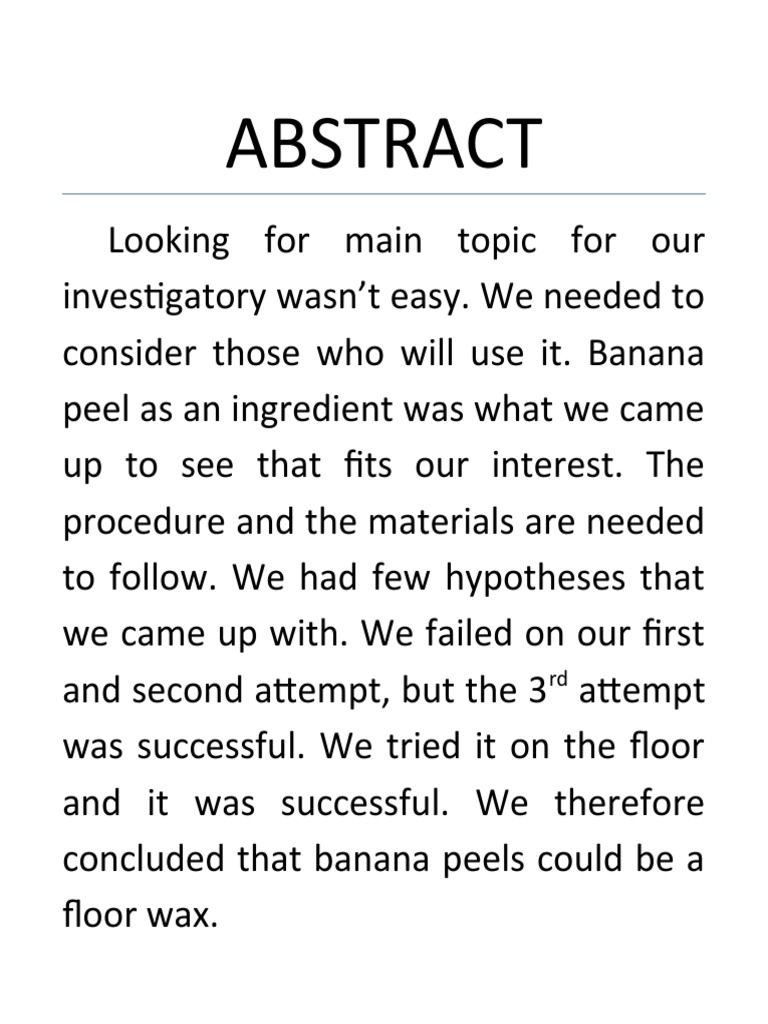 Banana Peels As An Alternative Floorwax Download Free PDF Banana