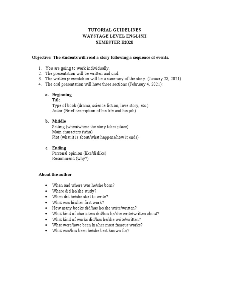 Tutorial Guidelines-Waystage | PDF