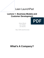The Lean Launchpad: Lecture 1: Business Models and Customer Development
