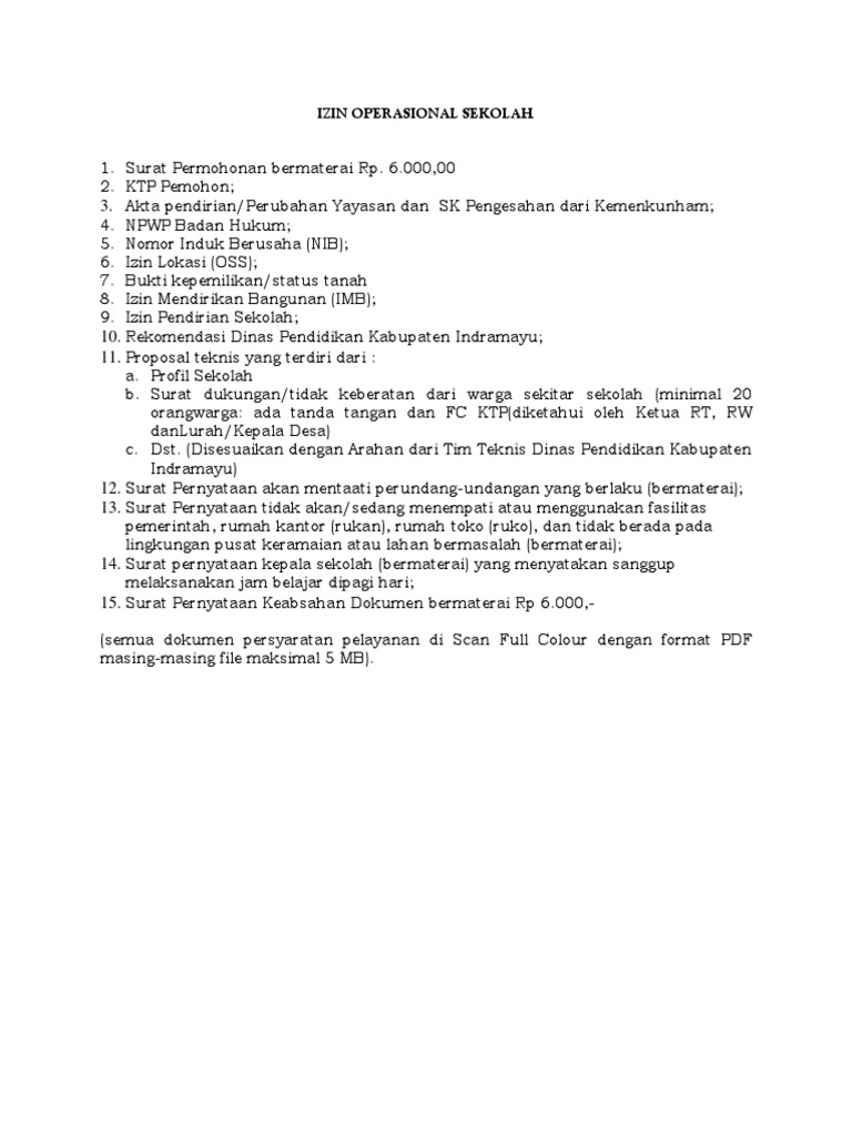 Izin Operasional Sekolah Pdf Bisnis Hukum