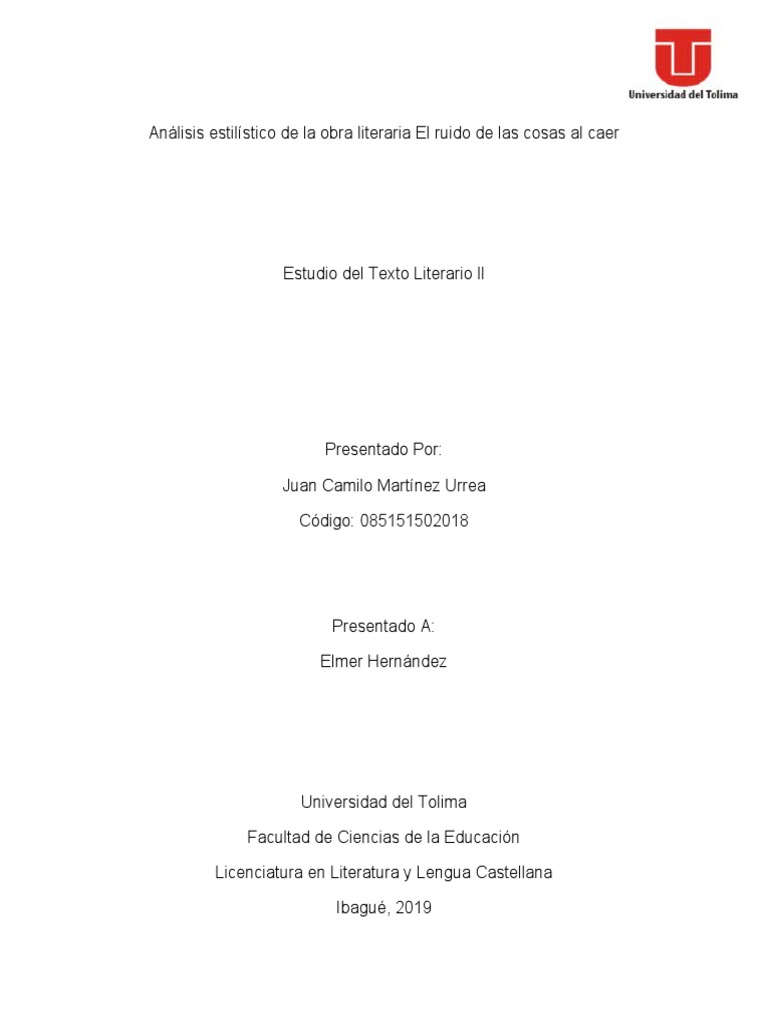 Análisis de La Obra Literaria El Ruido de Las Cosas Al Caer | PDF | Novelas