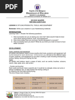 HAIRSTYLING WORKSHEET LESSON 3 Tools, Product and Equipment in Hairstyling