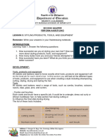 HAIRSTYLING WORKSHEET LESSON 3 Tools, Product and Equipment in Hairstyling