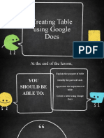 Creating Table Using Google Docs