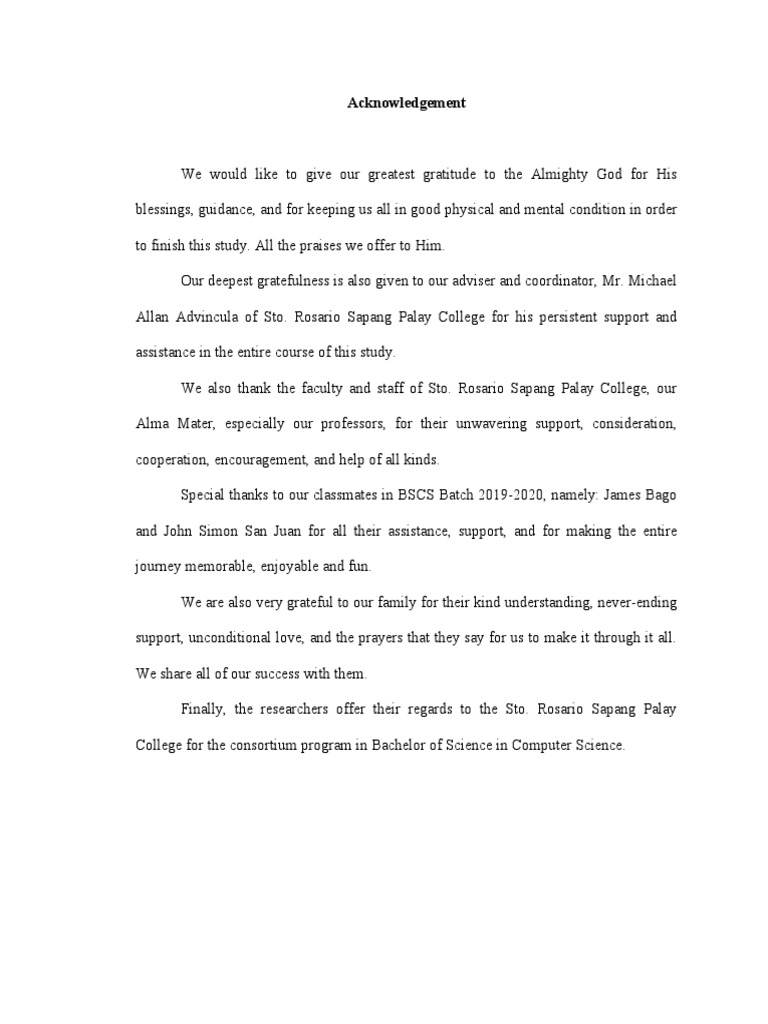 Thesis Acknowledgement Sample | PDF