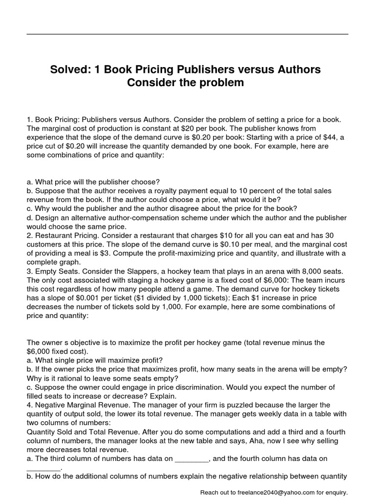 Book Pricing Strategies Explained | PDF | Demand | Marginal Cost