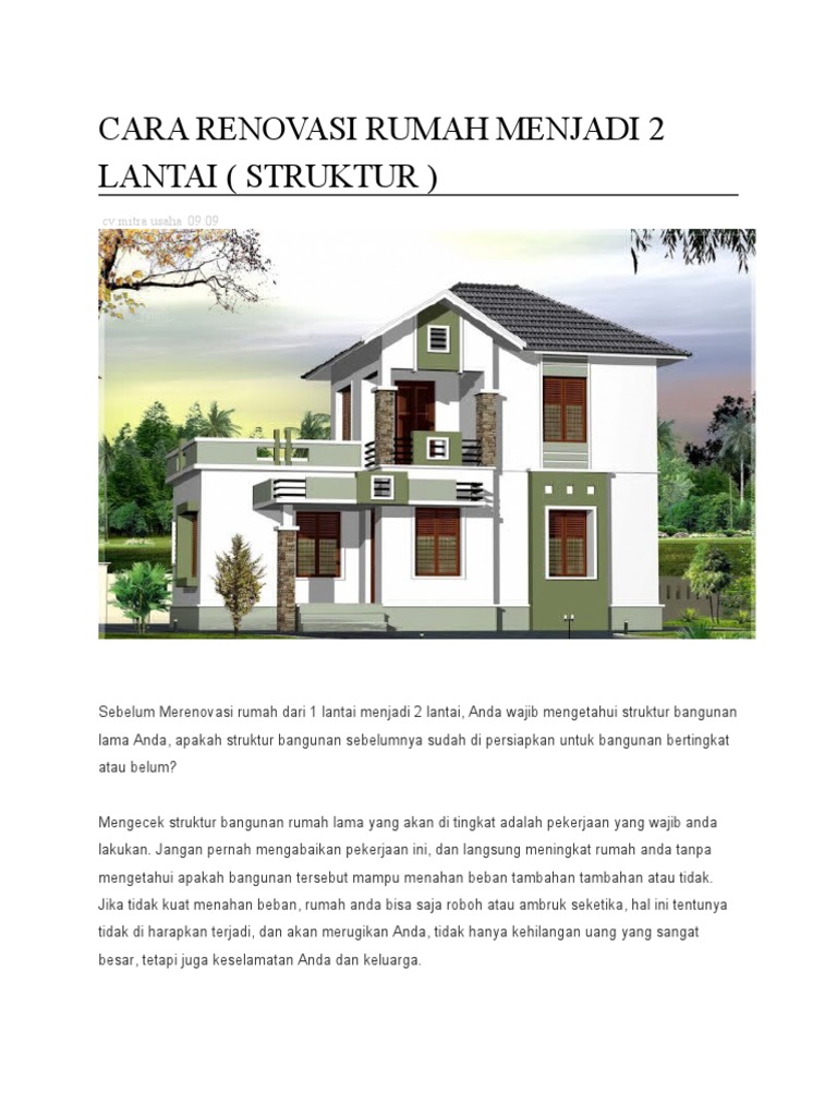 Cara Renovasi Rumah Menjadi 2 Lantai PDF