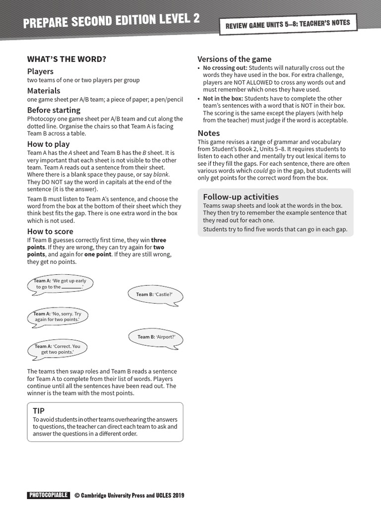 Prepare Second Edition Level 2: What'S The Word? | PDF