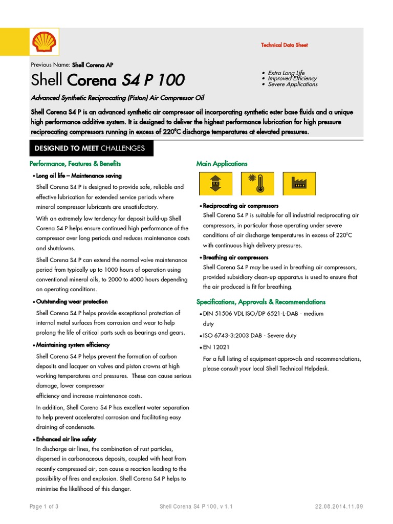 Shell Corena S4 P 100 | PDF | Lubricant | Corrosion