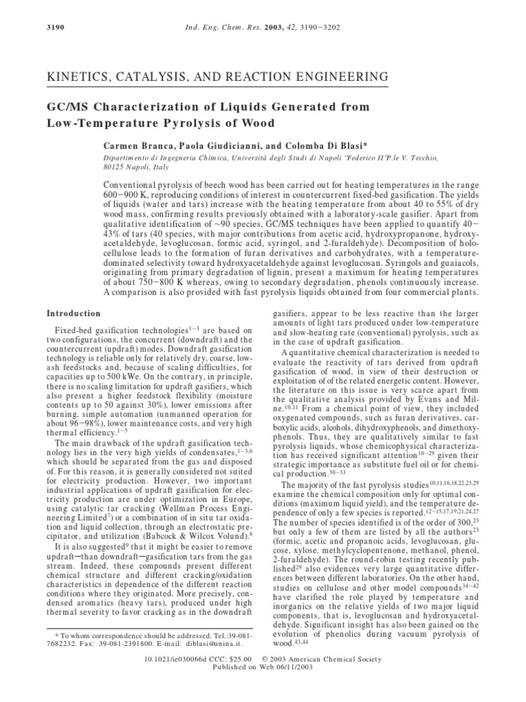 GC/MS Characterization of Liquids Generated From Low-Temperature ...