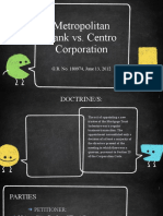 Metropolitan Bank vs. Centro Corporation: G.R. No. 180974, June 13, 2012