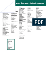 5 Jours de Menu Liste de Courses Vert