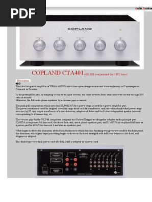 COPLAND CTA401コープランド ハイブリッド プリメインアンプ COPLAND CTA401コープランド ハイブリッド プリメインアンプ COPLAND