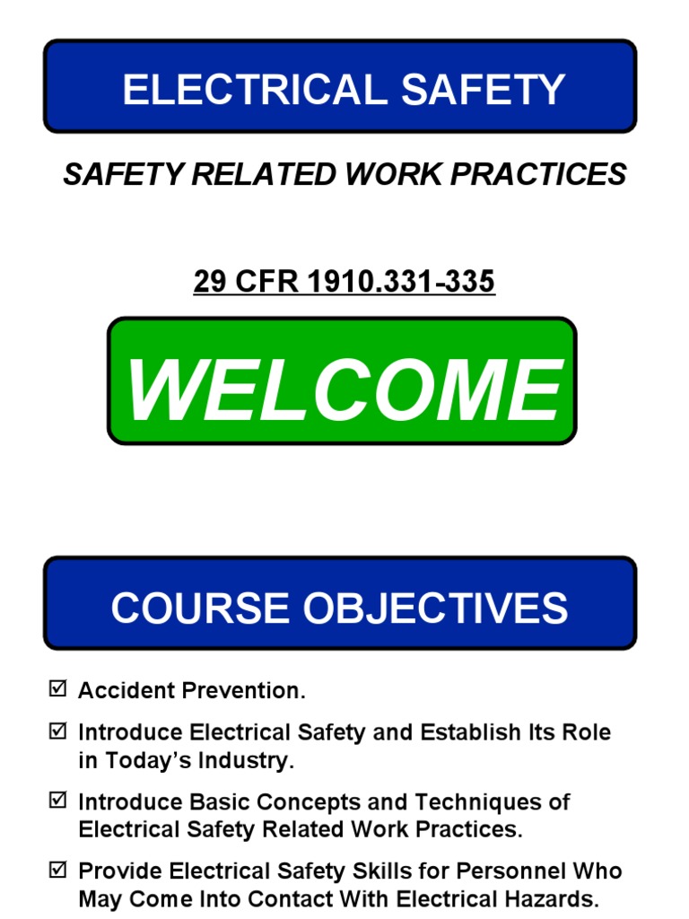 Electrical Safety Safety Related Work Practices PDF Occupational
