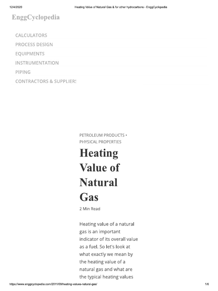 Heating Value of Gases | PDF