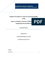 Employee Perception of Corporate Social Responsibility (CSR), Impact On Employee Outcomes: Mediating Role of Organization Based Self Esteem