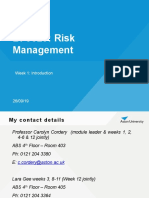 BF3329: Risk Management: Week 1: Introduction