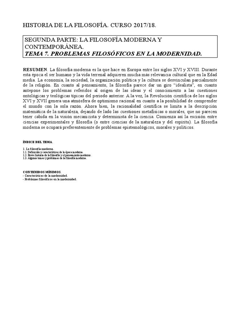 Problemas Filosóficos en la Modernidad | PDF | Empirismo | Existencia